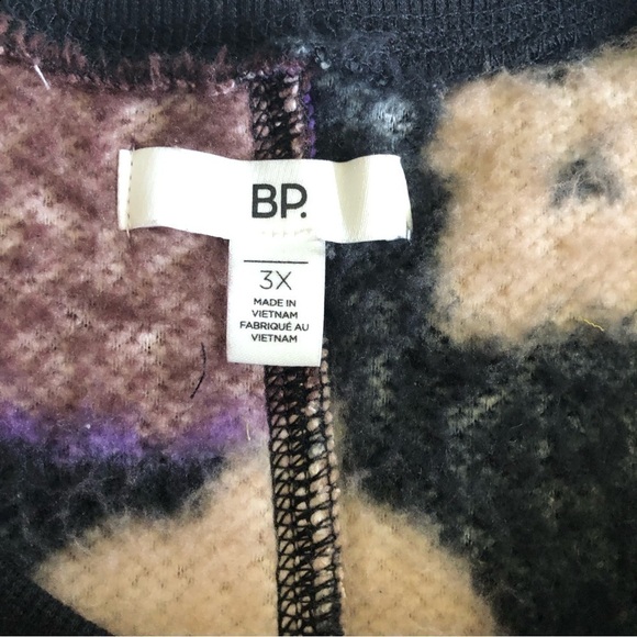 BP Women’s Black Brown Pressed Floral Teddy Bear Cropped Sweatshirt Plus Size 3X - Picture 5 of 9